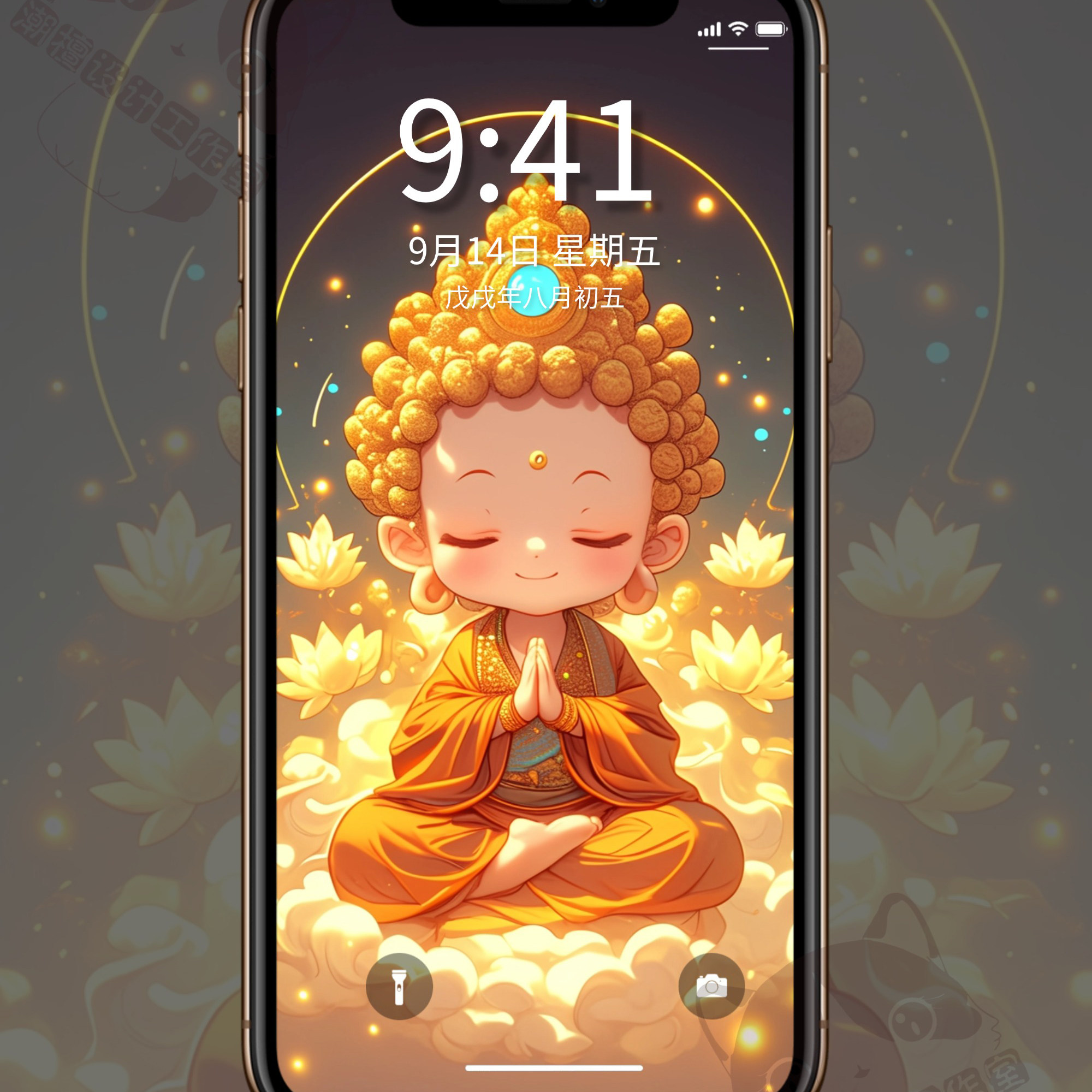 手机壁纸4k高清图片锁屏 财运佛祖 小佛祖动画动漫人物下载