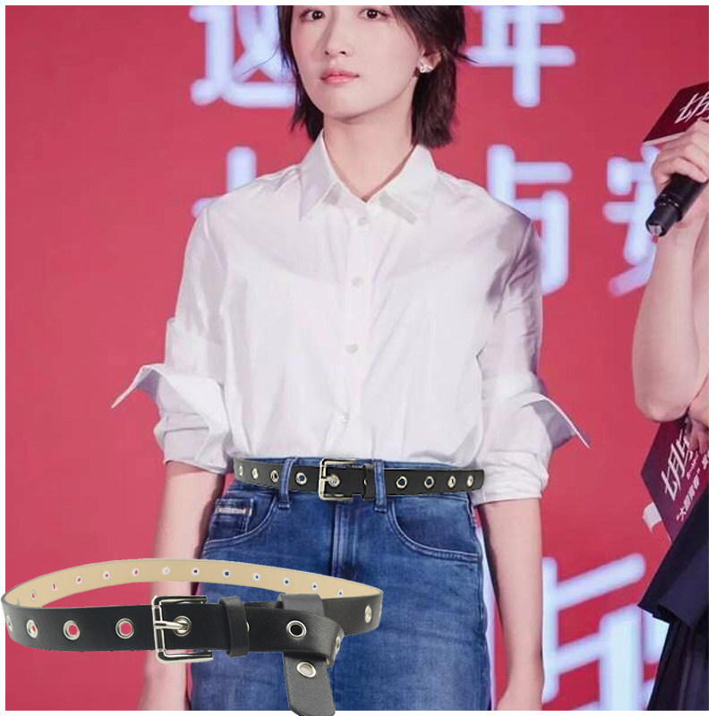 新款复古镂空气眼学生皮带女装饰优雅简约百搭时尚个性腰带女潮流