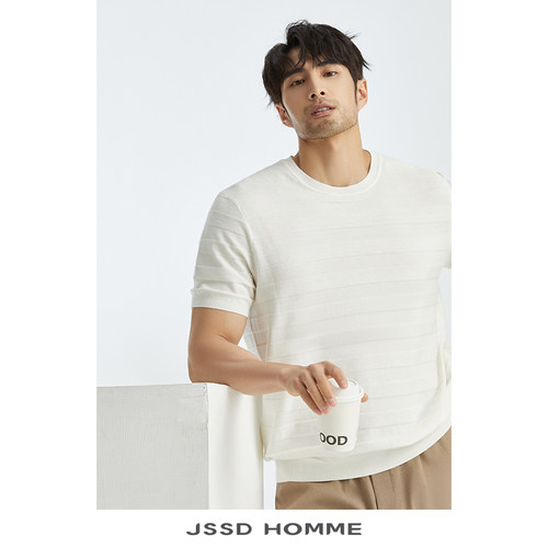 JSSDHOMME桑蚕丝针织短袖T恤