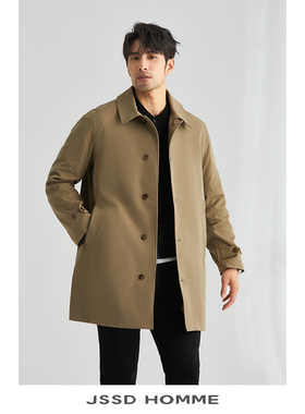 JSSD HOMME 巴尔玛肯中长款风衣外套春秋季男士翻领风衣外套男款