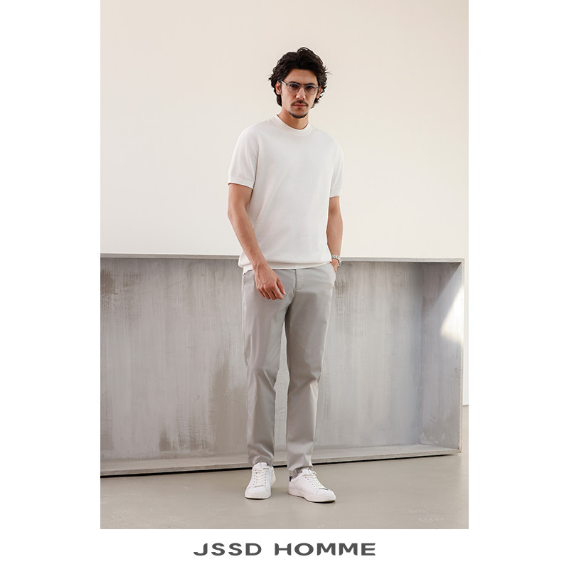 JSSD HOMME 夏季新款匹马棉直筒裤子男商务通勤休闲裤子长裤男款