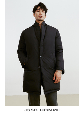 JSSD HOMME 冬季新款日本面料白鹅绒羽绒服外套翻领中长款羽绒服