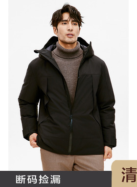 JSSD HOMME 冬季新款日企防水面料连帽白鹅绒羽绒服男款羽绒外套