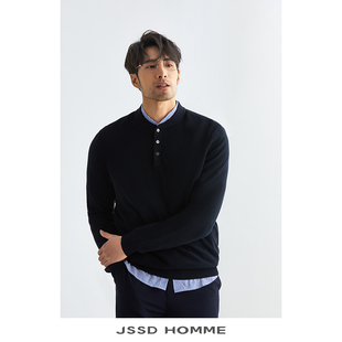 HOMME 针织衫 SUPIMA匹马棉春秋季 男士 男 通勤商务亨利领长袖 JSSD