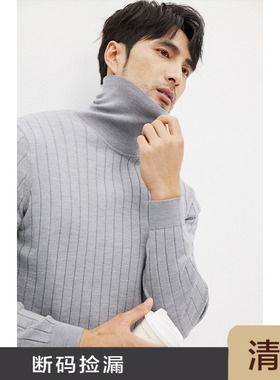 JSSD HOMME 新奥敲细羊毛螺纹织法商务男士高领针织衫毛衣 JSW051