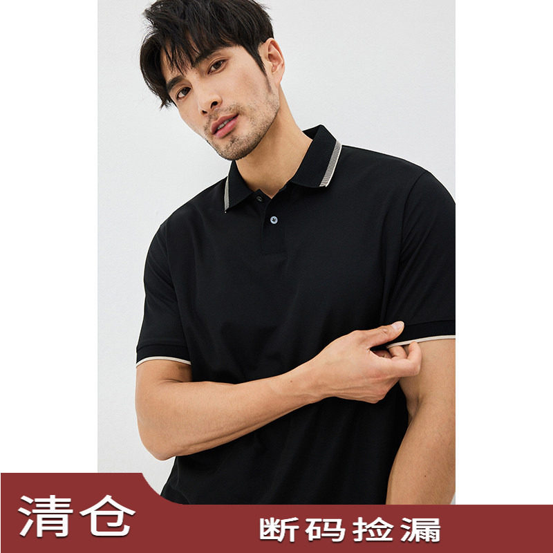JSSD HOMME 男士休闲短袖翻领新款桑蚕丝POLO衫男短袖夏季短袖T恤
