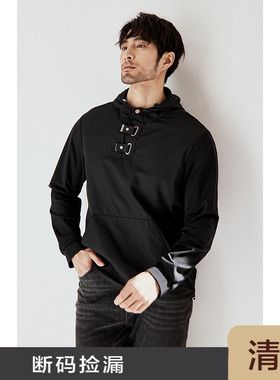 JSSD HOMME 春秋季款男士连帽卫衣袋鼠兜套头修身休闲卫衣外套男