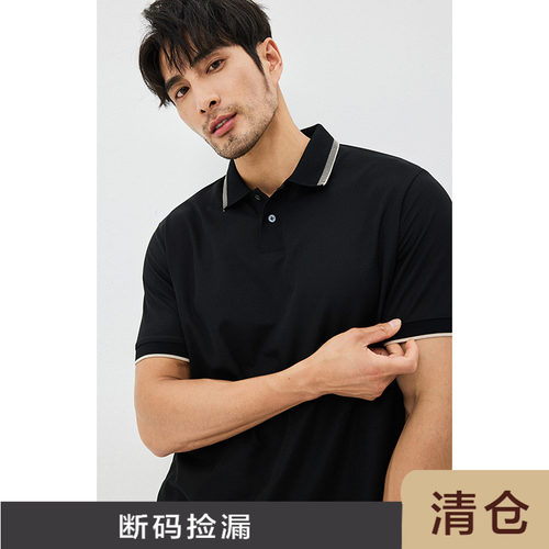 JSSD HOMME 男士休闲短袖翻领新款桑蚕丝POLO衫男短袖夏季短袖T恤