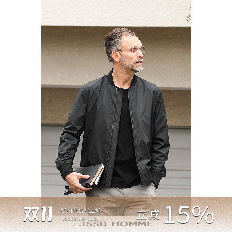 JSSD HOMME 春秋季新款日苯料通勤防水外套休闲棒球立领夹克男款