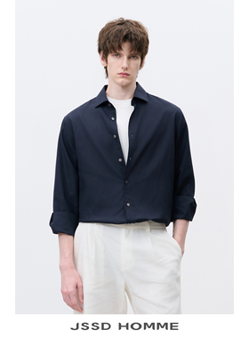 JSSD HOMME NEW MONEY系列绅士男通勤开衫衬衫男亚麻长袖休闲衬衫