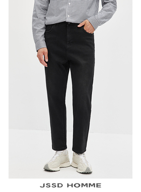 JSSD HOMME 土耳其面料加厚加绒保暖黑灰色牛仔裤男直筒牛仔长裤