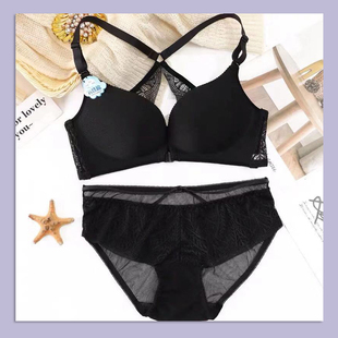 好情感前扣美背聚拢内衣女无钢圈文胸罩套装少女小胸性感惑套装