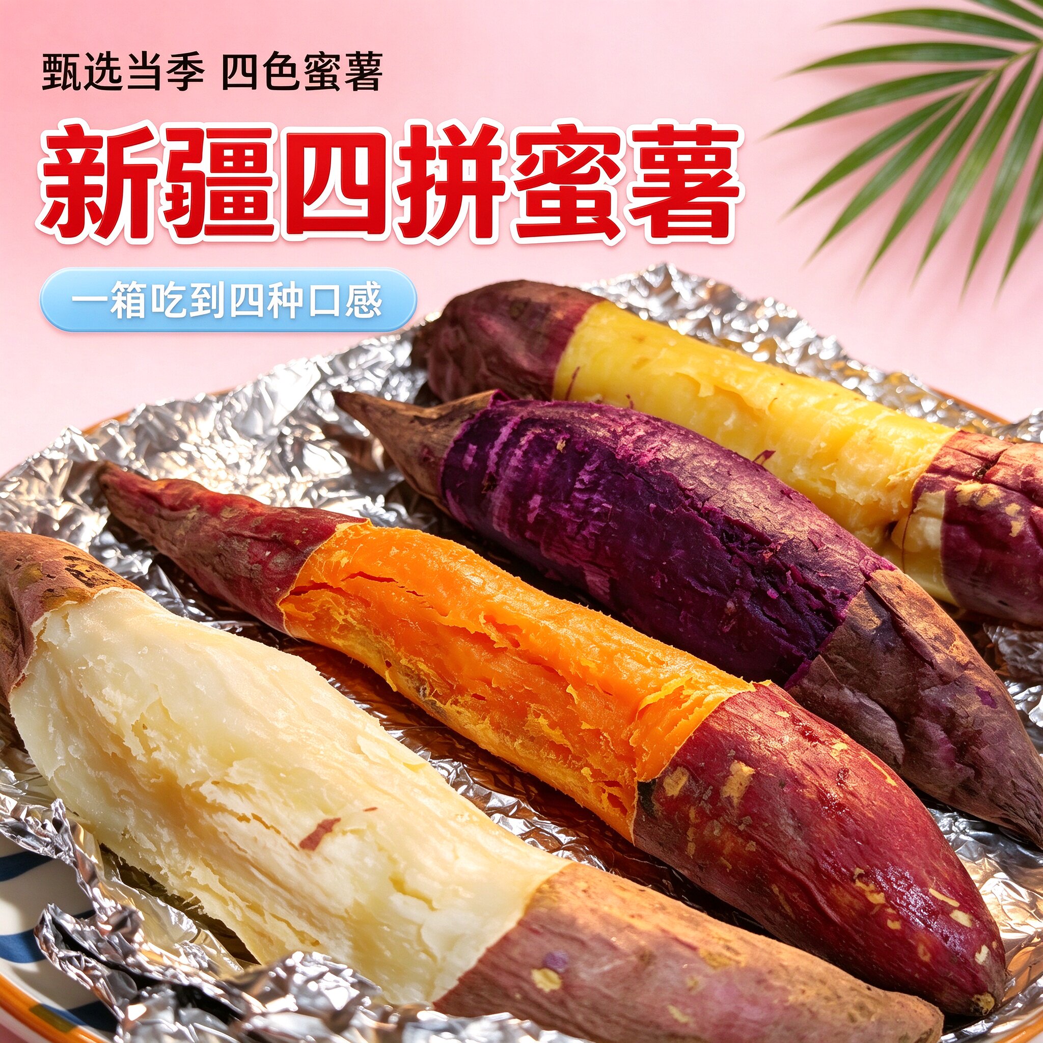 新疆四拼蜜薯红薯紫薯榴莲蜜薯