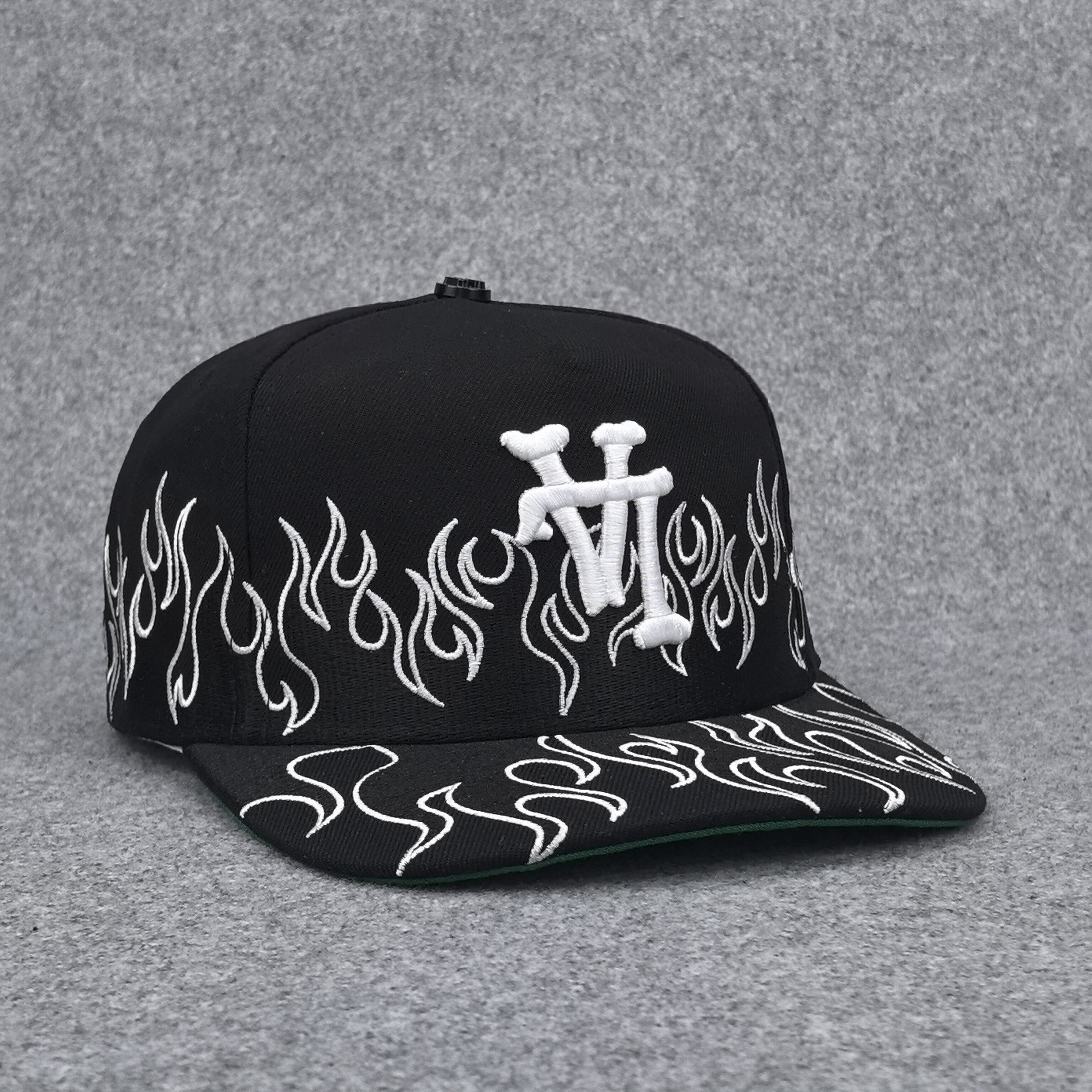 欧美时尚潮流嘻哈个性 火焰暗黑刺绣户外休闲运动防晒棒球帽