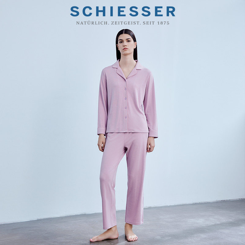 SCHIESSER舒雅23冬季新品女士玻尿酸美肌长袖睡衣家居服套装