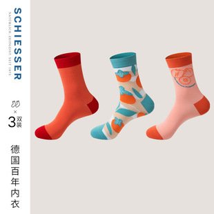3双装 舒美棉3A抗菌鸿运好事发生红品袜22022K SCHIESSER舒雅男士