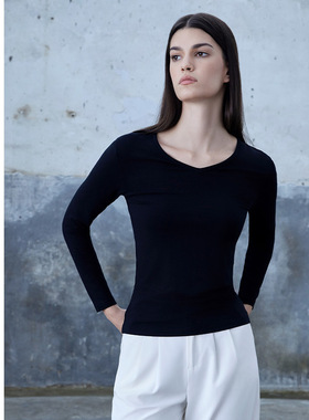 SCHIESSER舒雅铂雅欧洲进口女士50S莫代尔V领内衣打底衫20904L