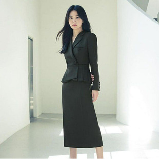 宋慧乔同款2025欧洲站高端气质双排扣西装外套包臀半身裙套装修身