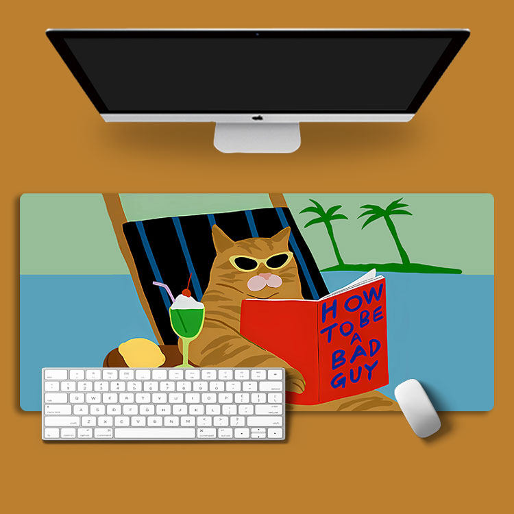 墨镜猫咪超大橡胶鼠标垫电脑锁边游戏键盘书桌垫学生防滑书桌鼠垫,电脑硬件/显示器/电脑周边,鼠标垫/贴/腕垫,淘宝优惠券,粉丝福利购,淘宝优惠卷