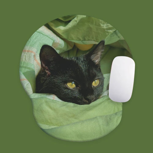 黑色猫咪小号鼠标垫硅胶防滑硅胶笔记本电脑键盘护腕垫护腕键盘托