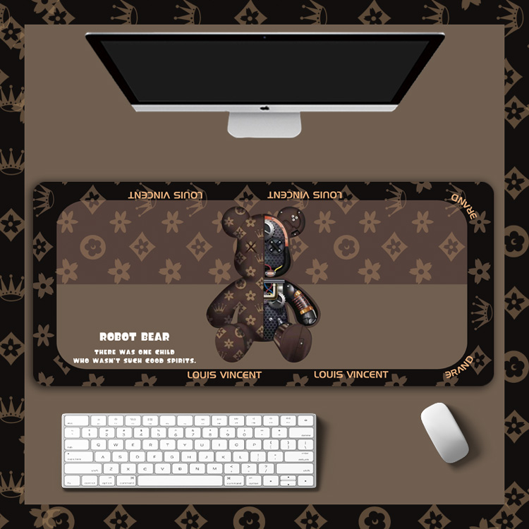 网红熊可爱女生鼠标垫超大锁边办公桌电脑键盘书桌学生游戏防滑垫