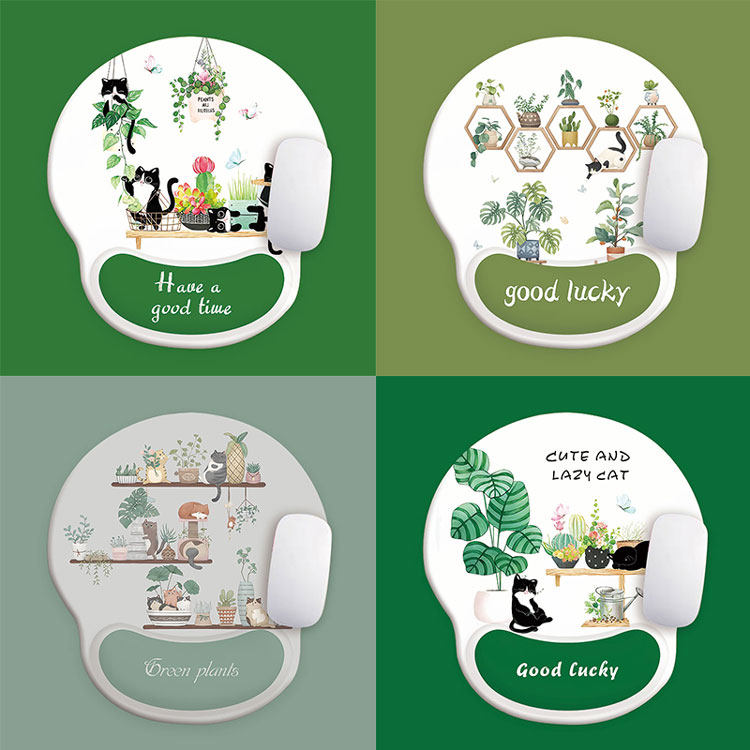 小清新绿植鼠标垫护腕护手腕软硅胶游戏垫办公笔记本立体小号键盘