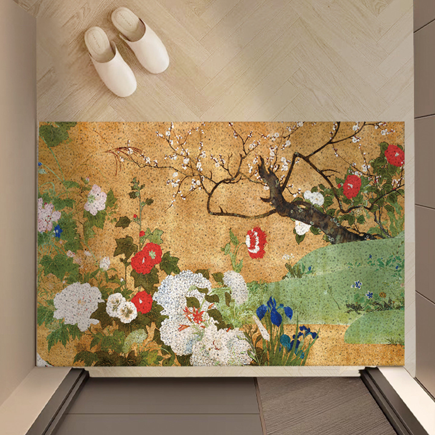 四季花瓶地垫入户垫丝圈地垫可裁剪防滑耐磨门口防滑浴室脚垫定制,居家布艺,家用脚垫,淘宝优惠券,粉丝福利购,淘宝优惠卷