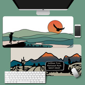 潮简约个性 加州公路鼠标垫超大锁边电脑键盘书桌垫学生游戏防滑垫