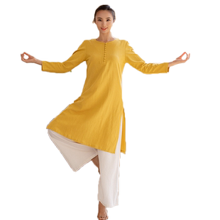 尤佳瑜伽服套装女白色棉麻昆达里尼冥想禅修太极服辟谷禅舞表演服