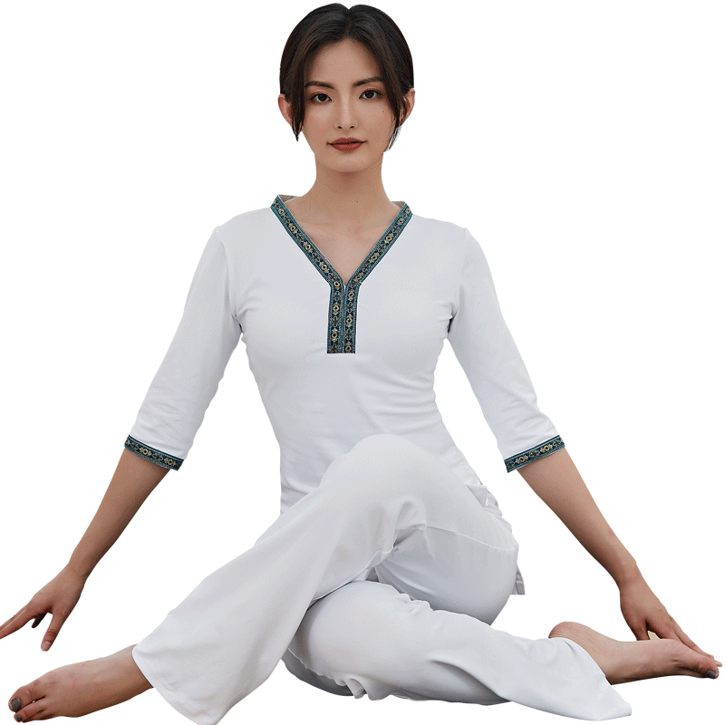 女中袖瑜伽服尤佳套装秋冬女白色