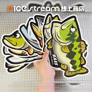钓鱼仔nice 超大号23cm路亚鱼类防水反光车贴