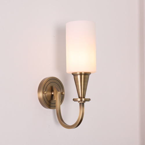 古铜美式全铜壁灯单头简约欧式卧室床头灯客厅书房过道走廊墙壁灯