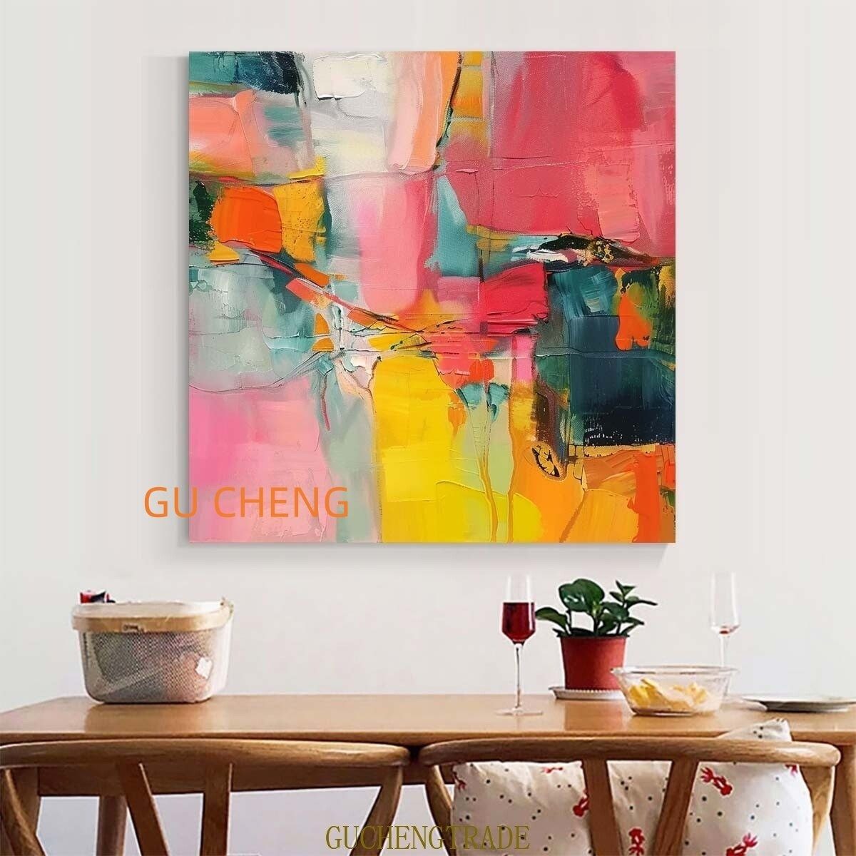 治愈系小众艺术新款卧室沙发背景墙挂画高级多巴胺客厅玄关装饰画,家居饰品,油画,淘宝优惠券,粉丝福利购,淘宝优惠卷