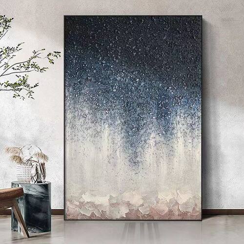 手绘抽象肌理油画星空客厅装饰画