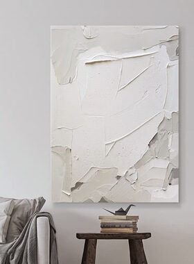 YE纯手绘油画莫兰迪灰色肌理抽象装饰画客厅大幅玄关餐厅轻奢挂画