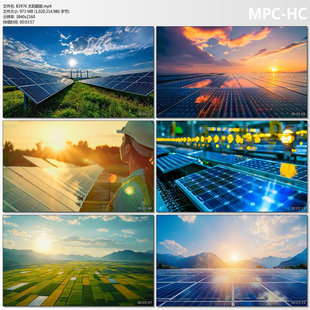 4k太阳能碳中和电力新能源光伏能源清洁碳达峰发电AIGC视频素材