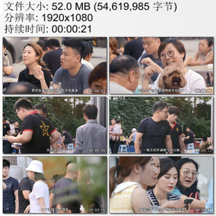 街上热闹人群年轻人在地摊上吃烤串 路边小吃 高清实拍视频素材