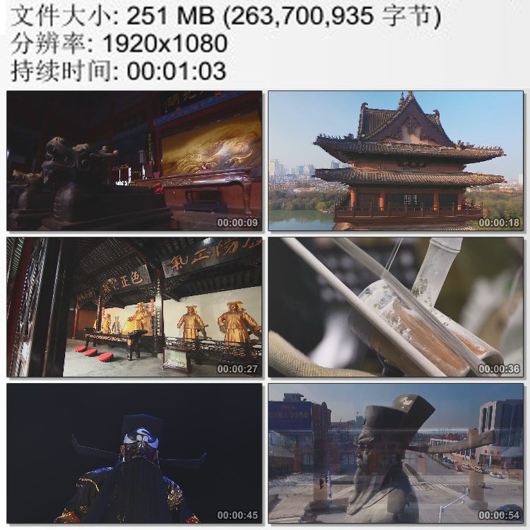 开封府包拯塑像 包公清官 戏曲脸谱 清正廉洁 高清实拍视频素材