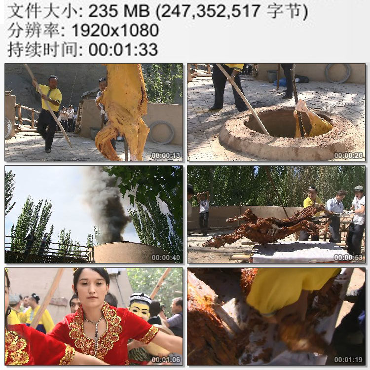 新疆人烤骆驼 特殊宴会食物 丰衣足食富裕生活 高清实拍视频素材