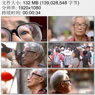 民俗学家 老北京文化 摄影老人 王府井闹市 高清实拍视频素材