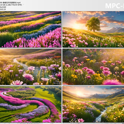 4K春暖花开花海风景昆虫春天阳光小溪LED大屏 超高清背景视频素材