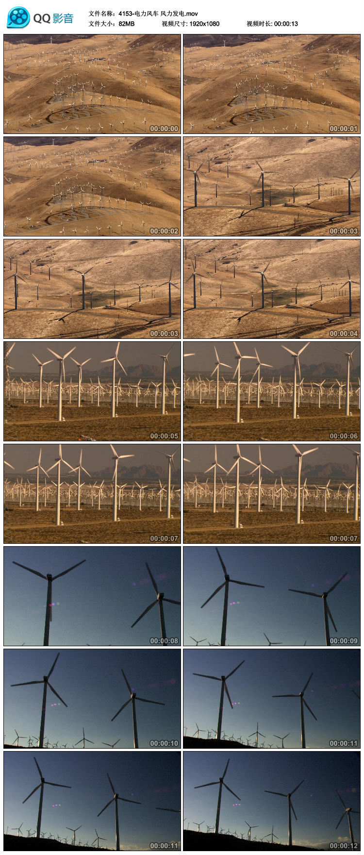 电力风车 风力发电 视频实拍素材