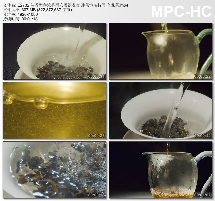 清香型和浓香型安溪铁观音冲茶泡茶特写乌龙茶 高清实拍视频素材