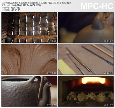 陶都宜兴紫砂壶的制作工艺流程实拍陶艺工匠陶器煮茶高清视频素材