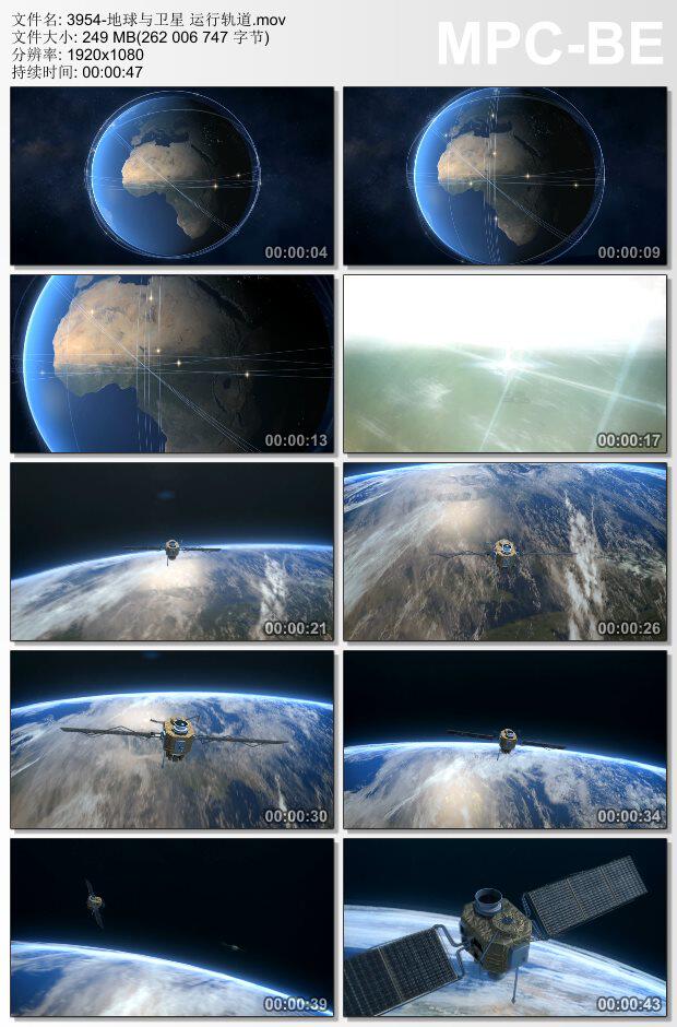 地球与卫星运行轨道 高清实拍视频素材