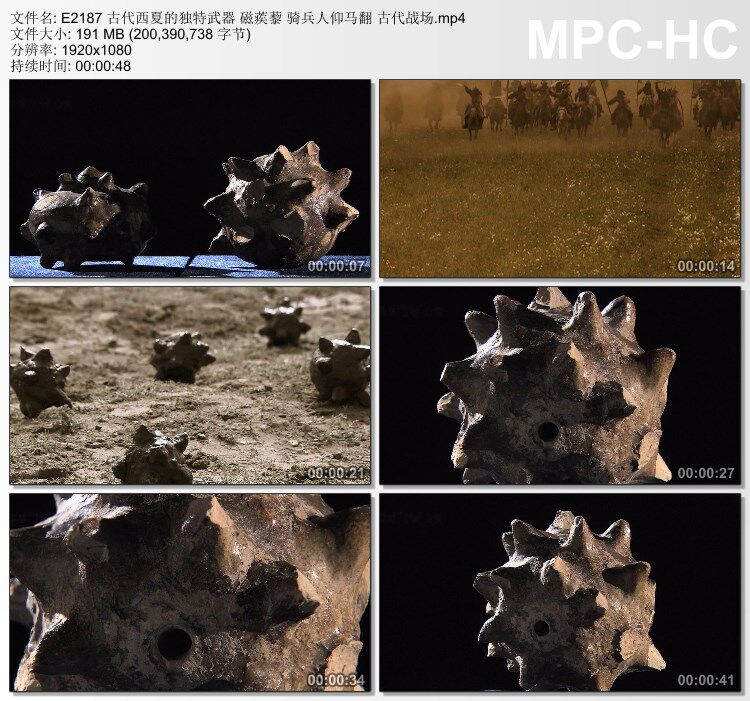 古代西夏独特武器磁蒺藜骑兵人仰马翻古代战场 高清实拍视频素材