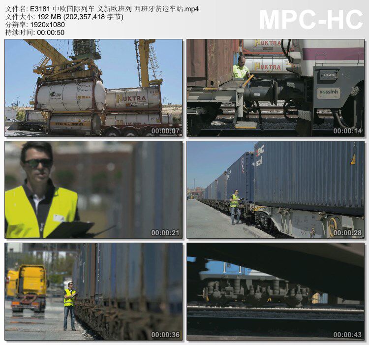 中欧国际列车义新欧班列 西班牙货运车站 实拍视频素材