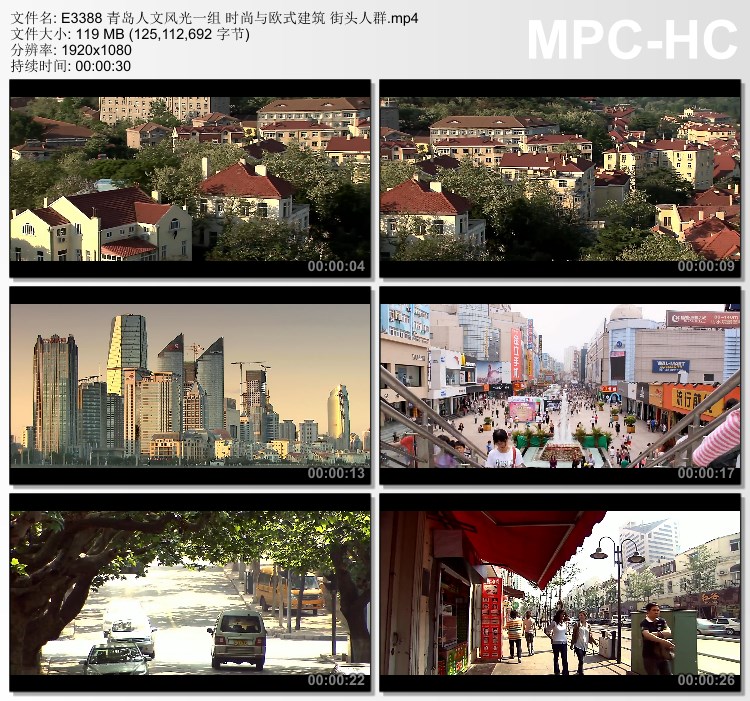 青岛人文风光 时尚与欧式建筑街头人群 实拍视频素材