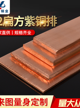 t2t3铜排板扁方紫铜条导电接地排红铜镀锡加工定制铜牌铜排扁条母