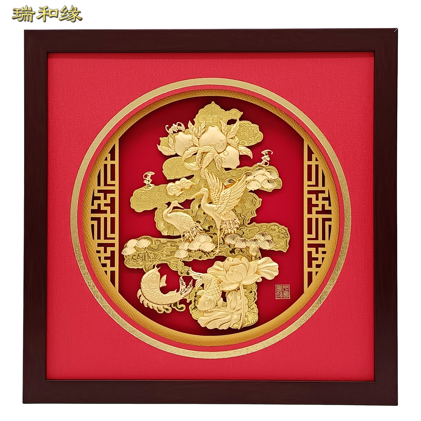 祝寿贺寿大寿字金箔画松鹤寿桃摆件爷爷奶奶80大寿辰礼品生日贺礼